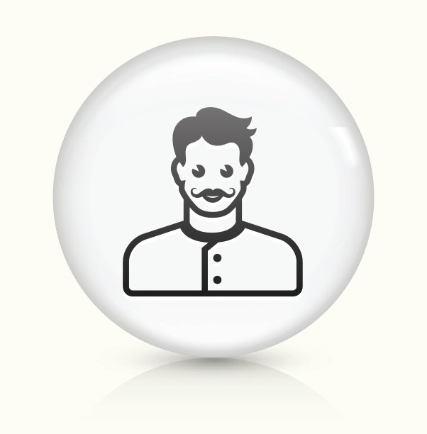 男脸图标上的白色圆形矢量按钮图片下载