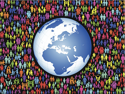 地球仪上棍人物版税免费矢量艺术模式图片下载