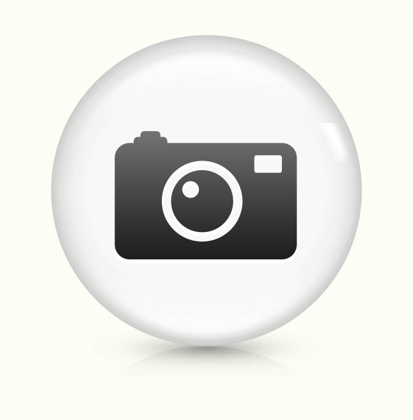数码相机图标上的白色圆形矢量按钮图片下载