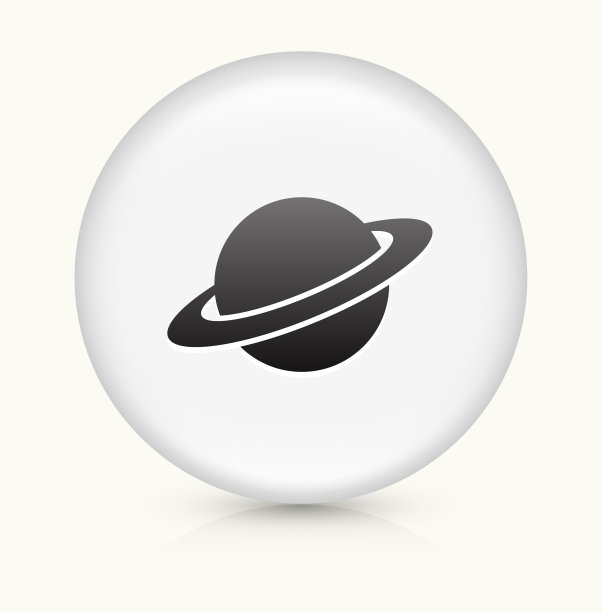 白色圆形矢量按钮上的土星图标图片下载