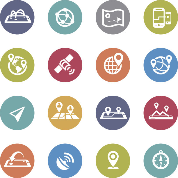 Gps，位置和通信图标-圆系列图片下载
