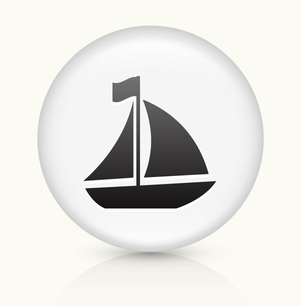 船图标上的白色圆形矢量按钮图片下载