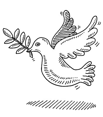 和平符号鸽子树枝画图片下载