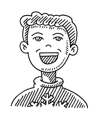 快乐男孩脸套头毛衣绘图图片下载