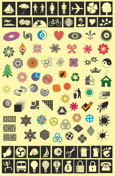 用于设计的各种矢量元素、符号、形状的集合图片下载