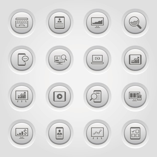 灰色按钮设计图标集图片下载