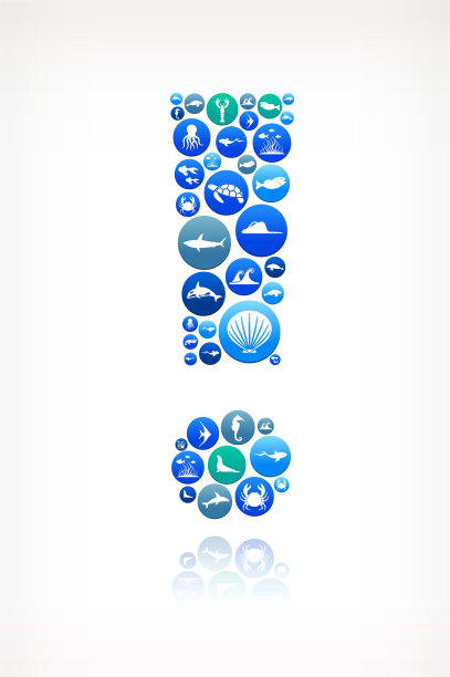 感叹号海洋和海洋生物按钮模式图片下载