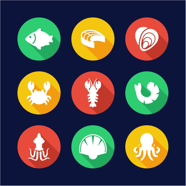 海鲜图标平面设计圈图片下载