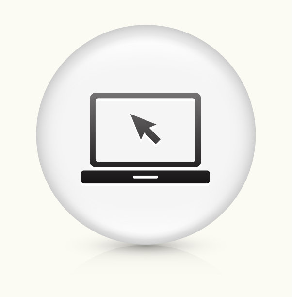 笔记本电脑图标上的白色圆形矢量按钮图片下载