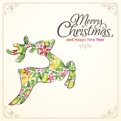 驯鹿形状的圣诞花图片下载