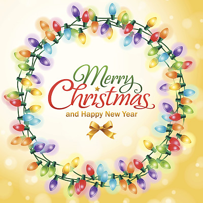 圣诞花环彩灯图片下载