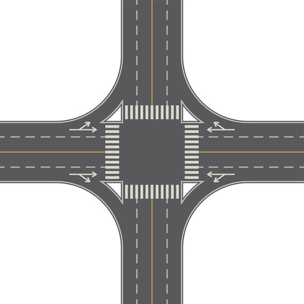 头顶透视视图的一个4路交通十字路口图片下载