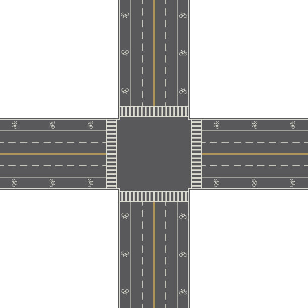 头顶透视视图的一个4路交通十字路口图片下载