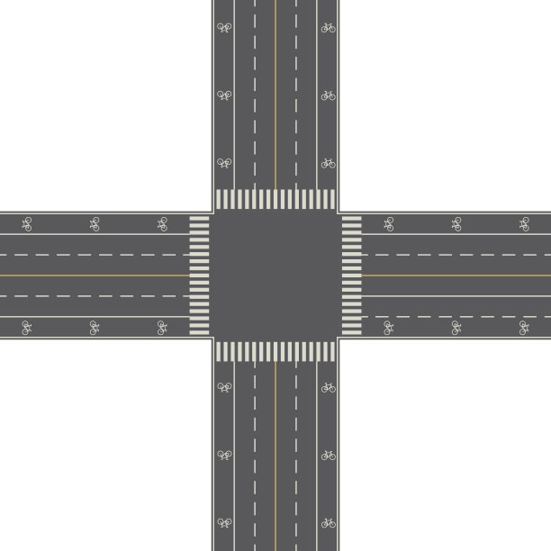 头顶透视视图的一个4路交通十字路口图片下载