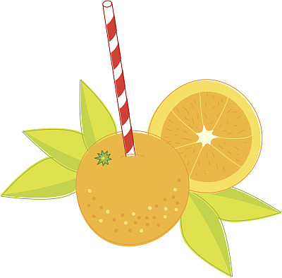 橙配薄荷条纹吸管图片下载