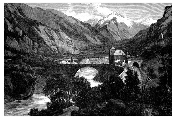 瑞士古董插图:圣莫瑞斯-恩-瓦莱图片下载