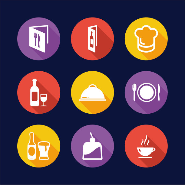 扁平化圆形餐厅图标图片下载