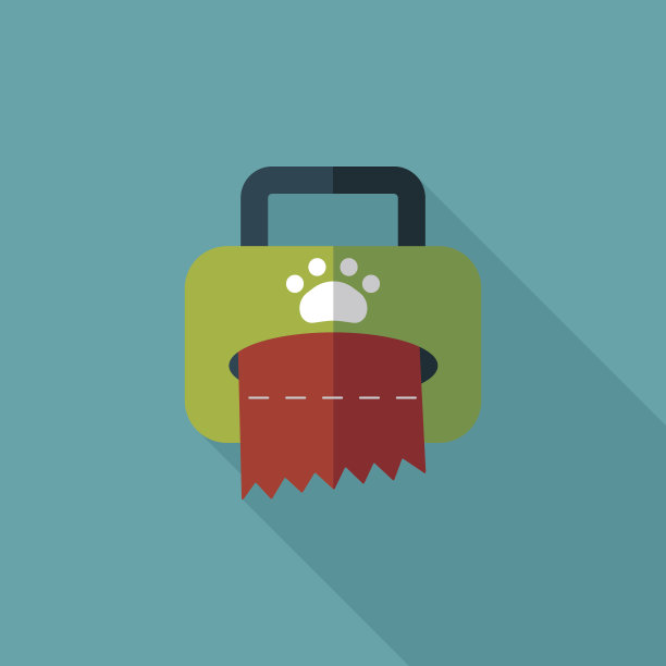 宠物风格纸巾盒扁平图标与长影子，eps10图片下载