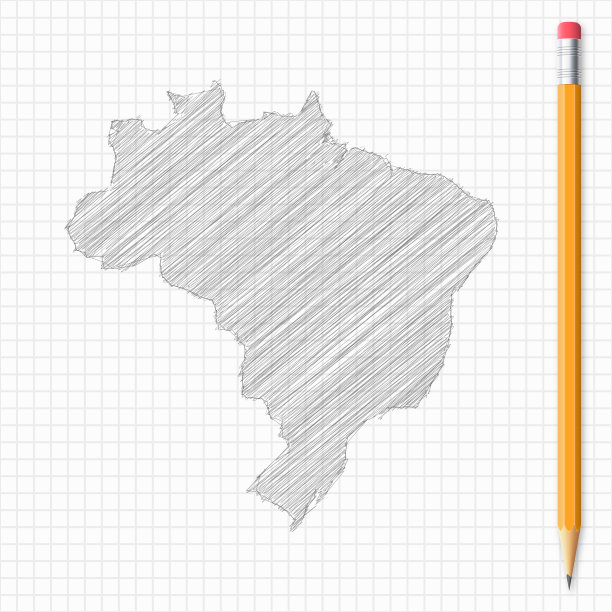 用铅笔在方格纸上画巴西地图草图图片下载