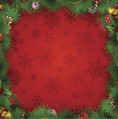 圣诞背景与花环边界图片下载