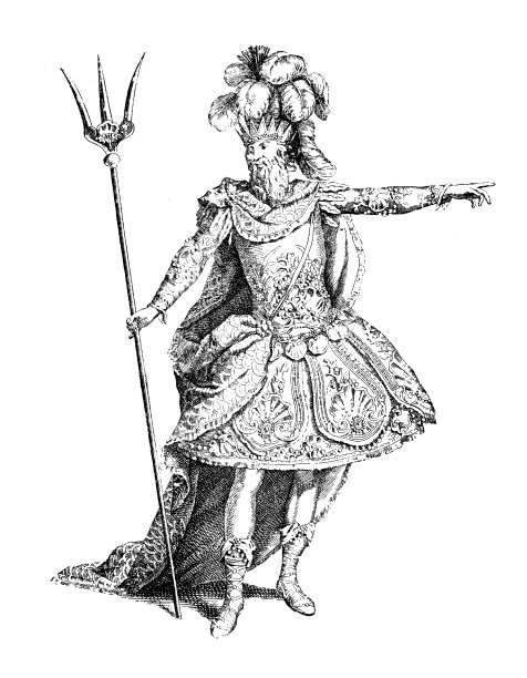 古董插图的18世纪法国戏剧服装海王星图片下载