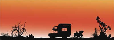 橙色天空衬托下的建筑轮廓图片下载