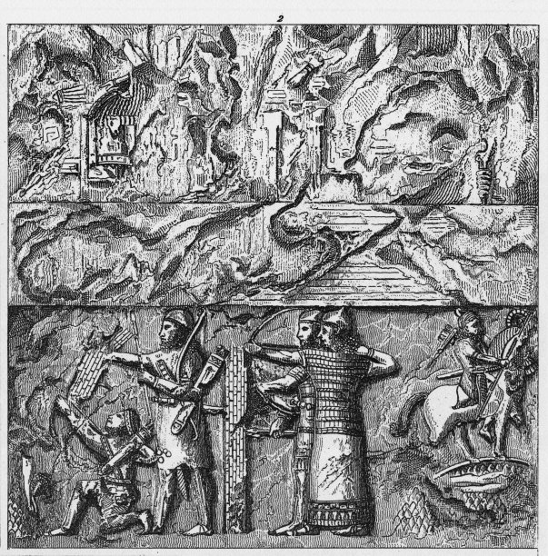 尼尼微古建筑与雕塑版画图片下载