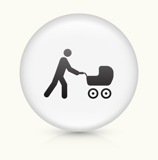 人推婴儿车图标上白色圆形矢量按钮图片下载