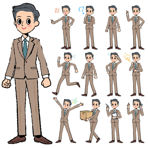 米色西装短发男子手画图片下载