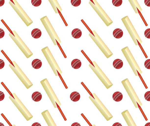板球和球棒无缝设计图片下载