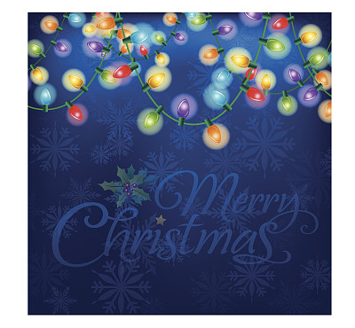 蓝色背景的圣诞灯图片下载