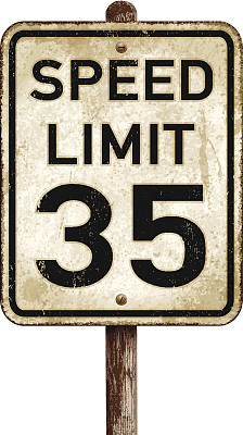 老式美国限速35英里每小时道路标志矢量插图图片下载