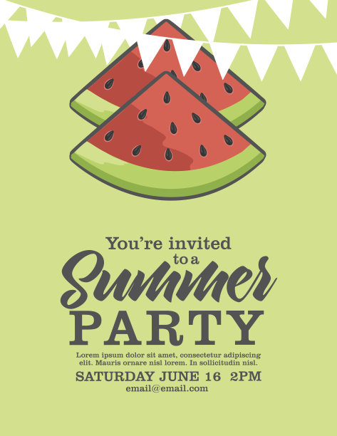 西瓜夏季派对邀请。图片下载