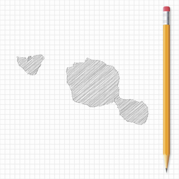 塔希提-波利尼西亚地图素描与铅笔在网格纸上图片下载