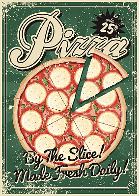 复古丝网印刷披萨海报图片下载