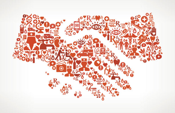 握手医疗保健和医疗无缝图标模式图片下载