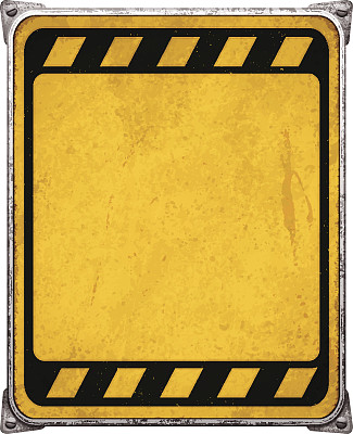 风化的黄色金属标语牌与角和螺丝向量图片下载