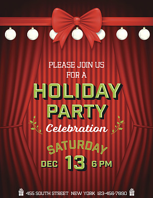 舞台窗帘圣诞节日派对邀请模板图片下载