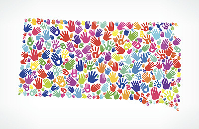 南达科他州的手模式白色背景图片下载