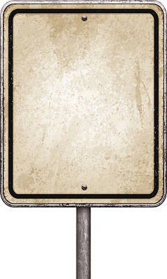 老式的空白标志与管状钢柱和黑色边界向量图片下载