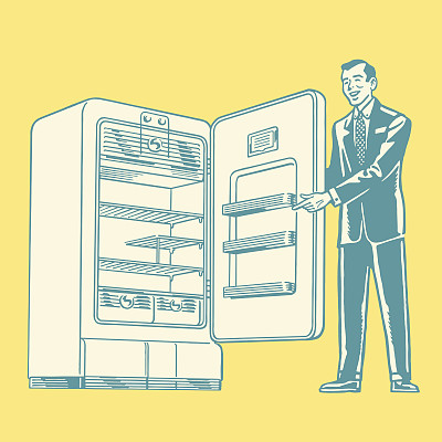 售货员展示冰箱图片下载