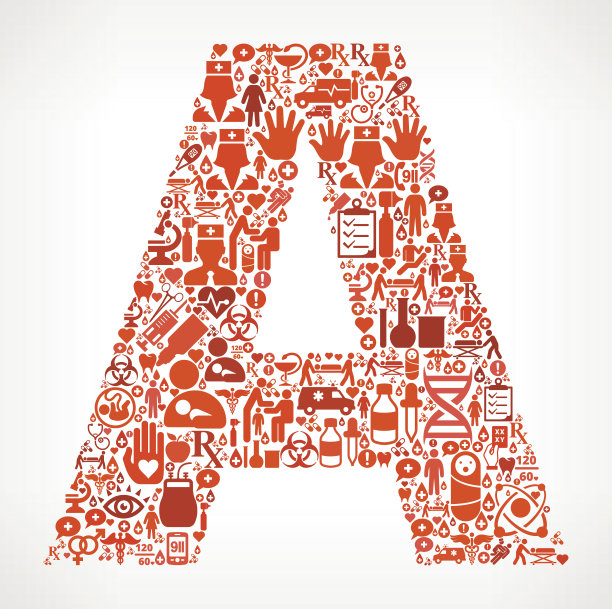 字母a医疗保健和医疗红色图标模式图片下载