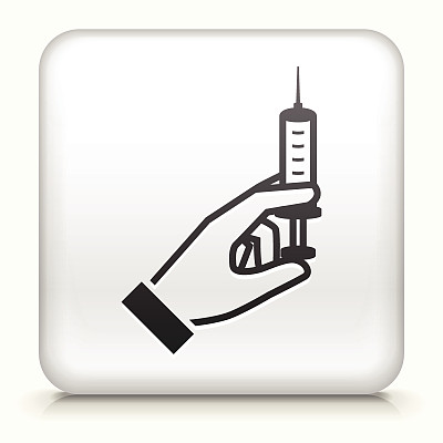 方形按钮与注射器版税免费矢量艺术图片下载