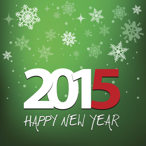 2015年除夕夜绿紫底色配雪晶图片下载