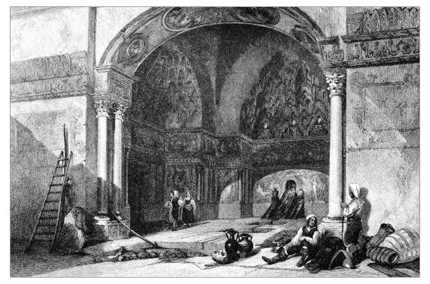 古色古香的地中海风景画:齐扎，巴勒莫附近的摩尔人别墅图片下载