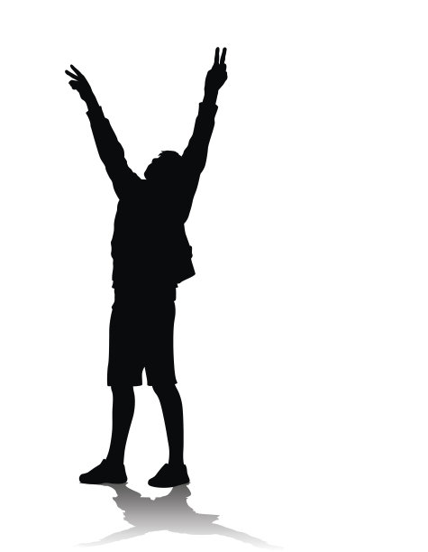 男孩的胜利剪影图片下载