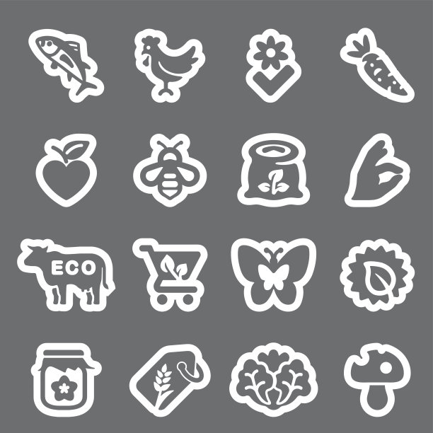 有机食品灰色线图标| EPS10图片下载