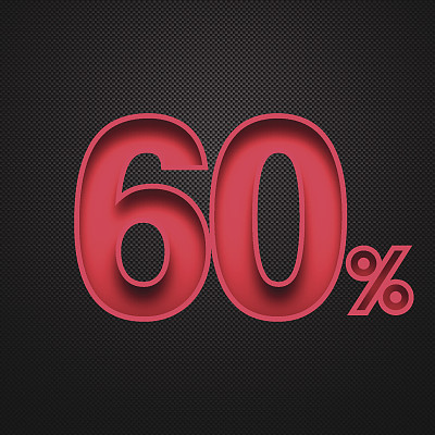 60%设计(60%)。碳纤维背景上的红色数字图片下载