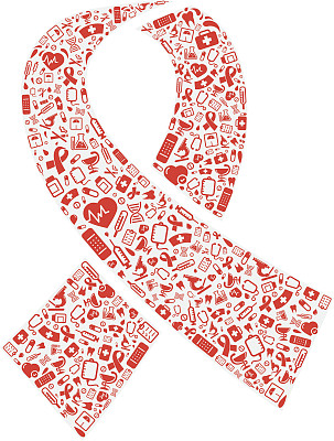 红色丝带形状的医疗图标图片下载