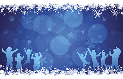 冬季背景[蓝色照明和雪]图片下载